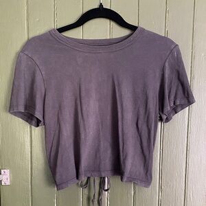 Aerie Crop Tee with Tieback detail